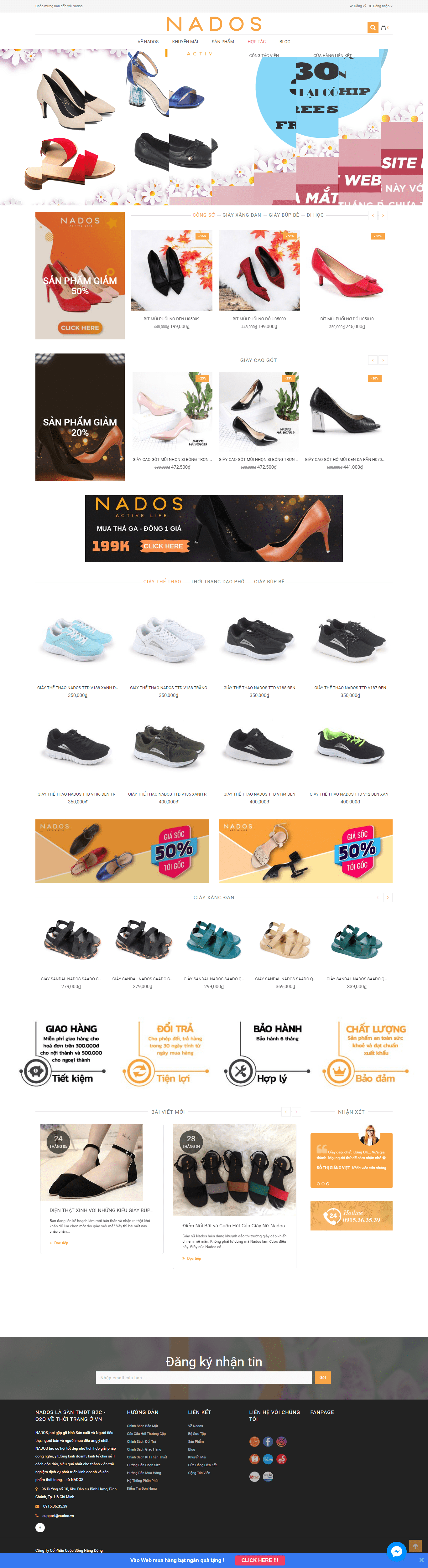Thiết kế Web bán giày dép nados.vn