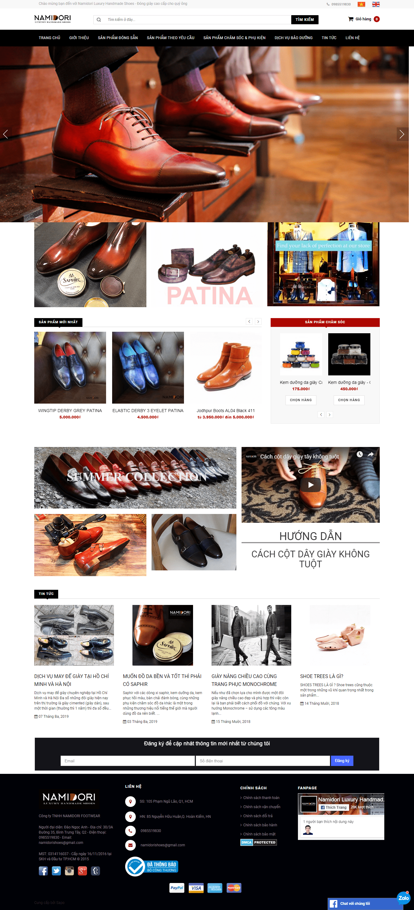 Thiết kế Web bán giày dép namidori.com