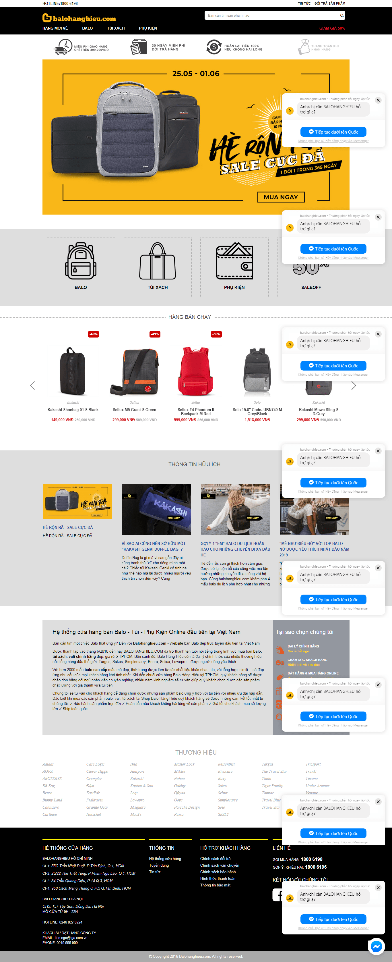 Thiết kế Web bán balo túi xách balohanghieu.com