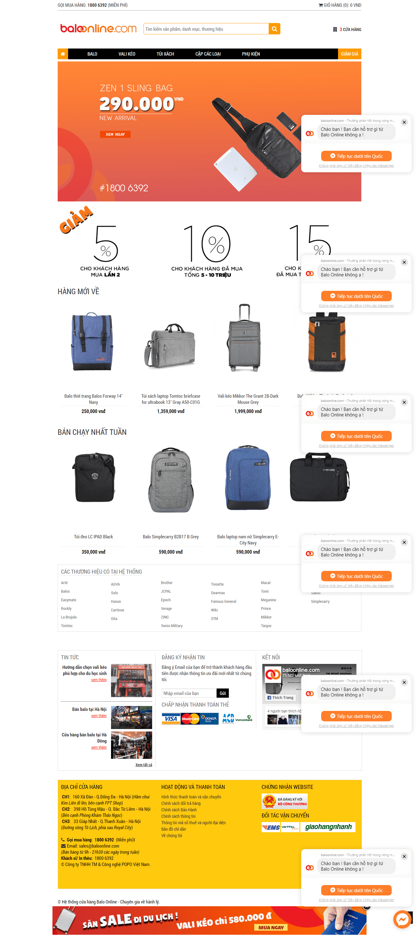 Thiết kế Web bán balo túi xách baloonline.com