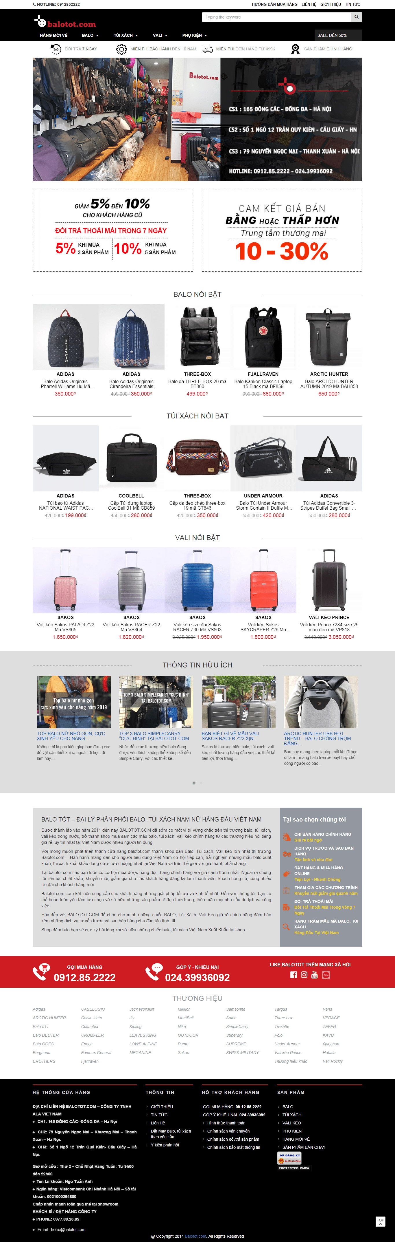 Thiết kế Web bán balo túi xách balotot.com