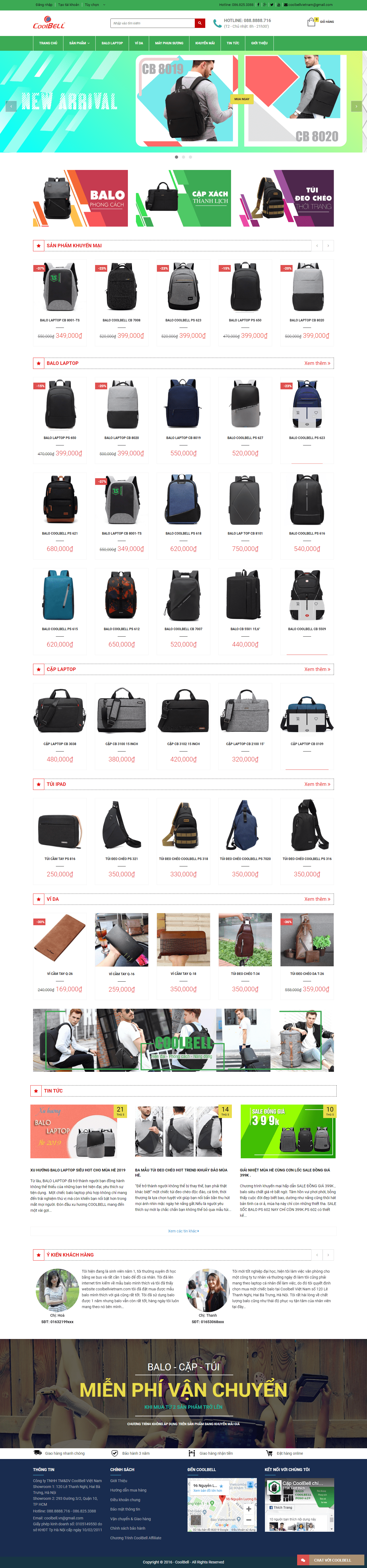 Thiết kế Web bán balo túi xách coolbellvietnam.com