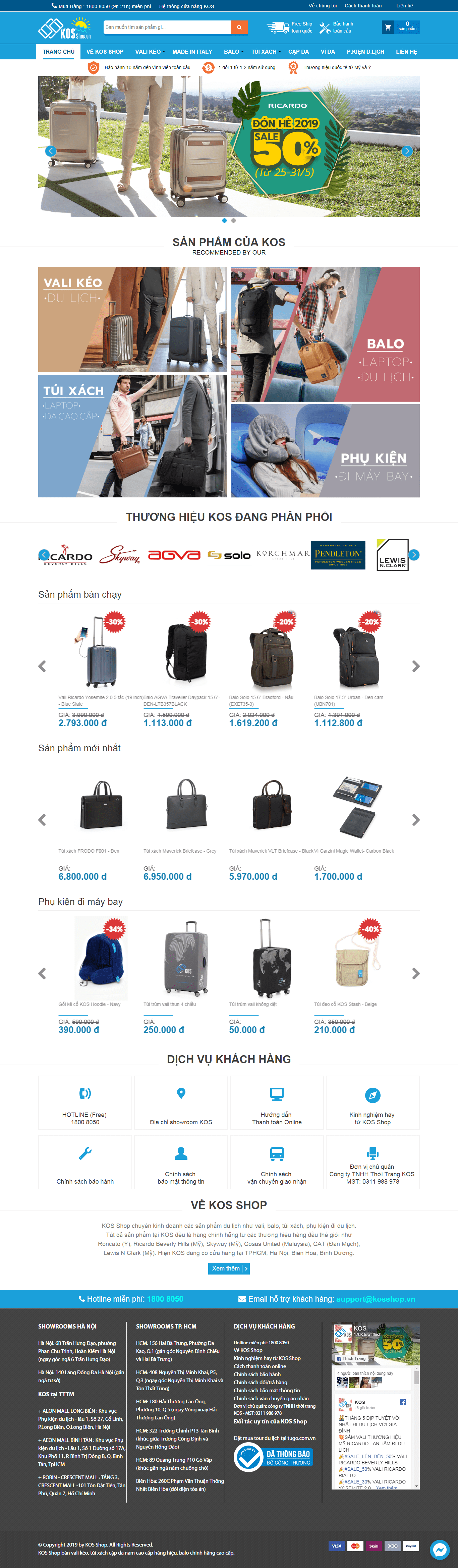 Thiết kế Web bán balo túi xách kosshop.vn