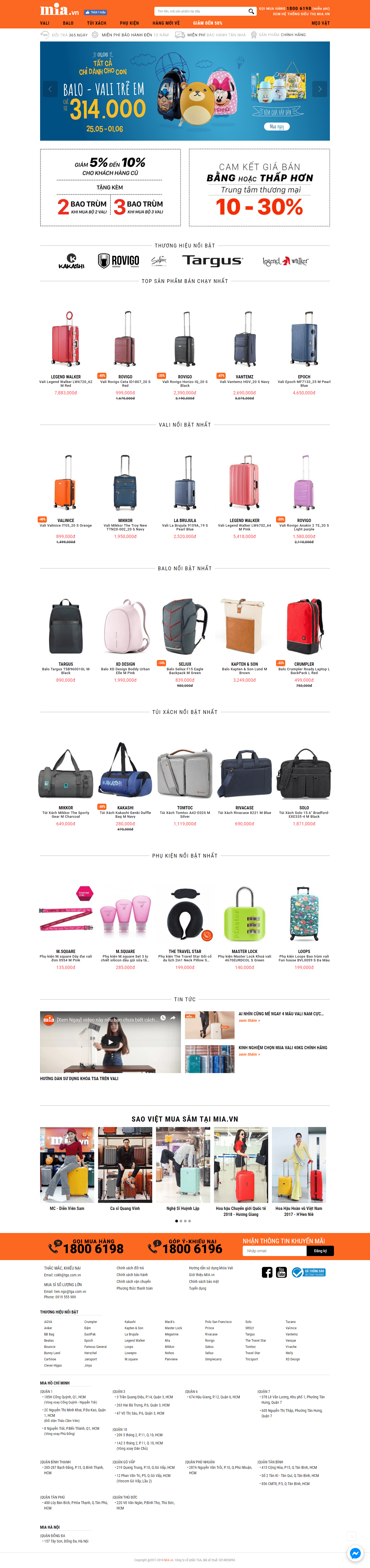 Thiết kế Web bán balo túi xách mia.vn