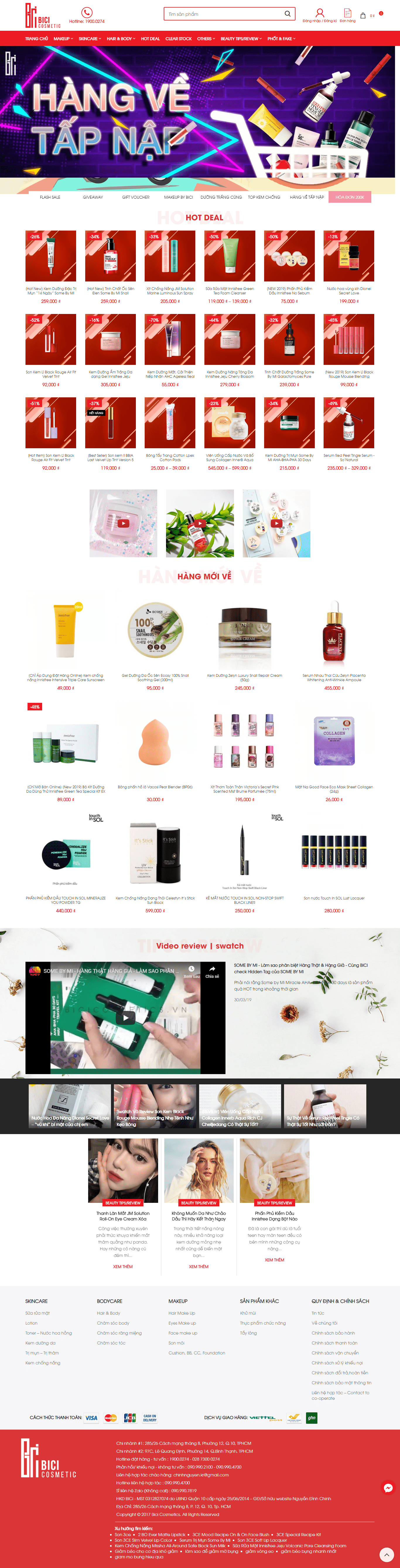 Thiết kế Web bán mỹ phẩm làm đẹp bicicosmetics.vn