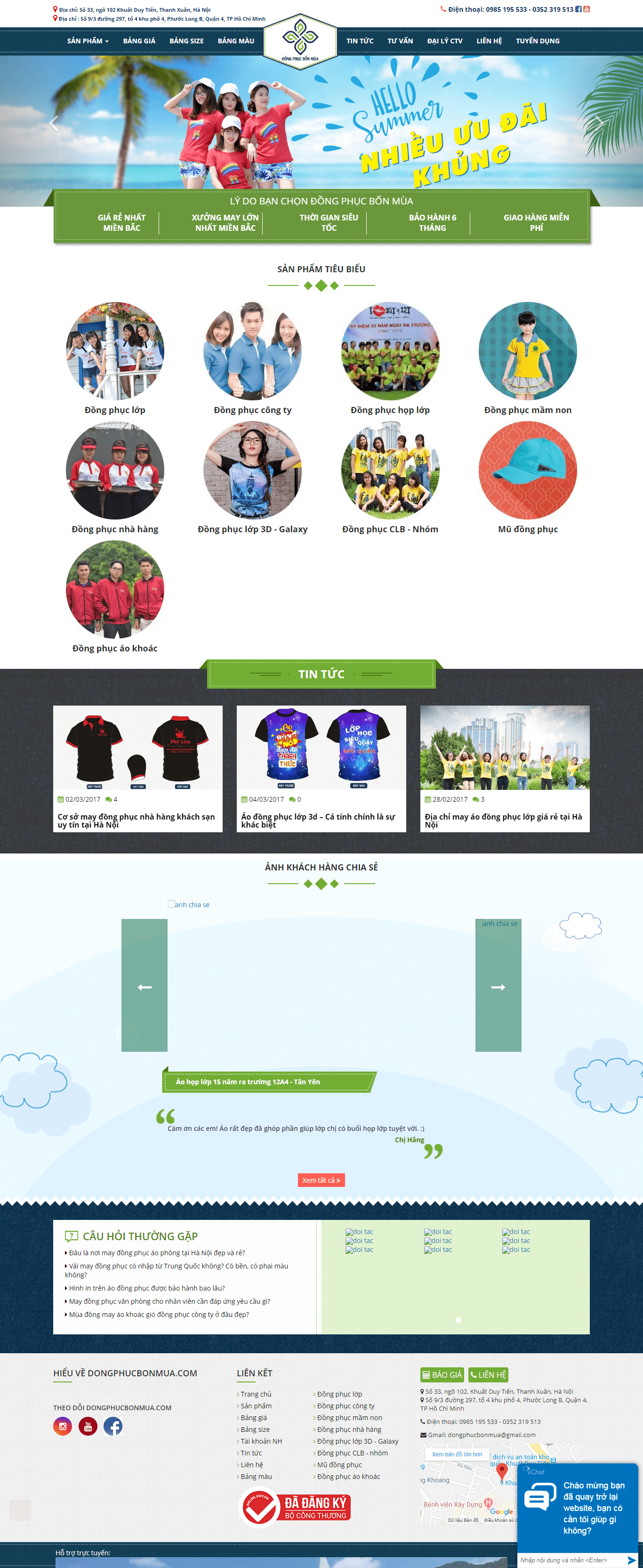 Thiết kế Web đồng phục may mặc dongphucbonmua.com