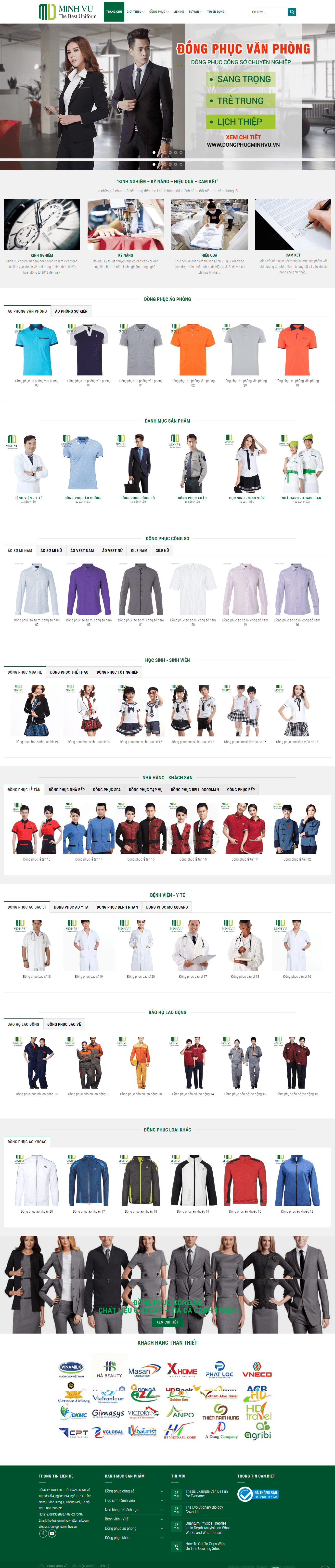 Thiết kế Web đồng phục may mặc dongphucminhvu.vn