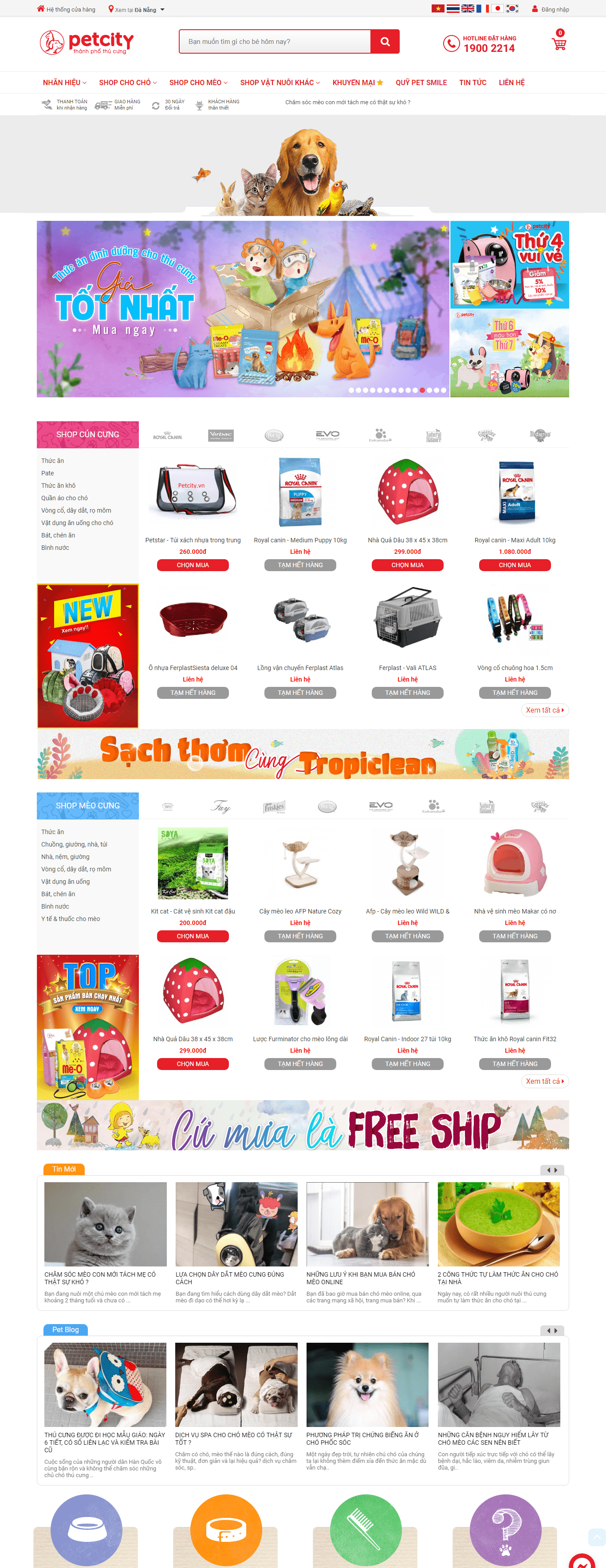 Thiết kế Web động vật vật nuôi petcity.vn