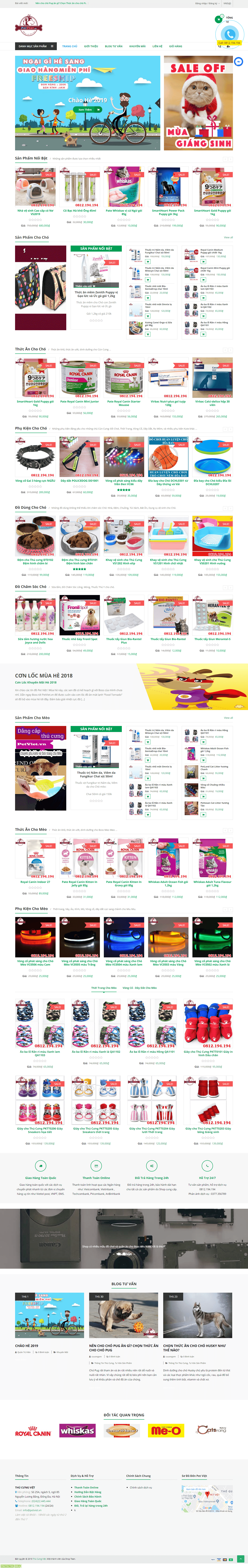 Thiết kế Web động vật vật nuôi petviet.vn