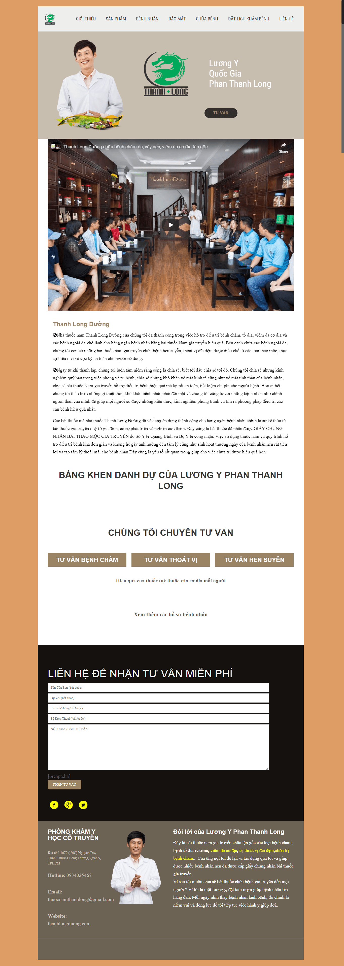 Thiết kế Web đông y thanhlongduong.vn