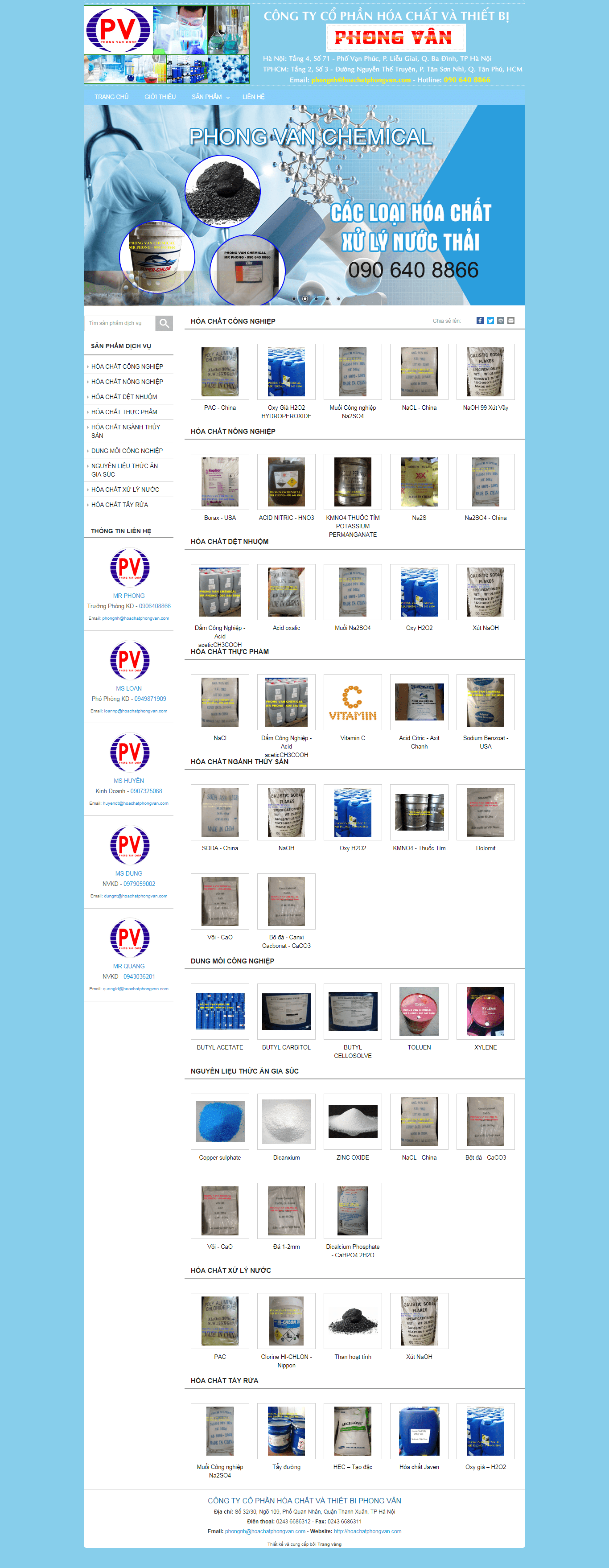 Thiết kế Web hóa chất hoachatphongvan.com