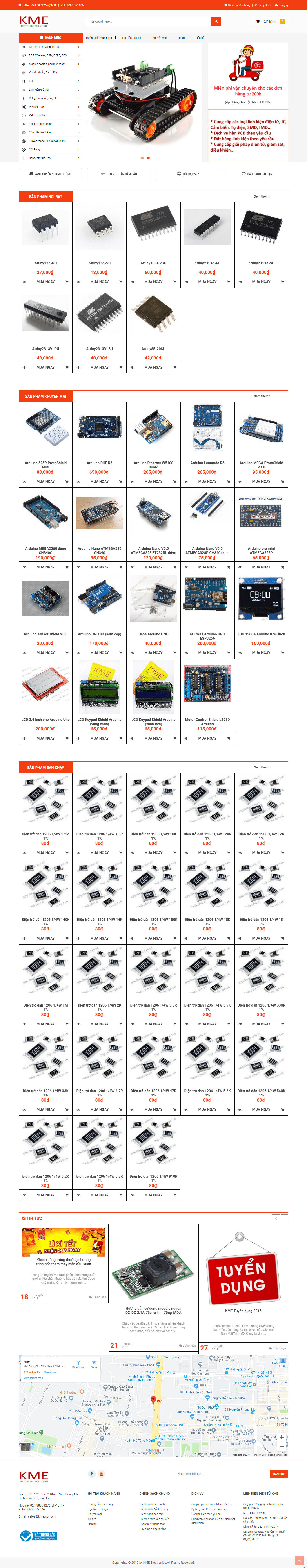 Thiết kế Web linh kiện điện tử kme.com.vn
