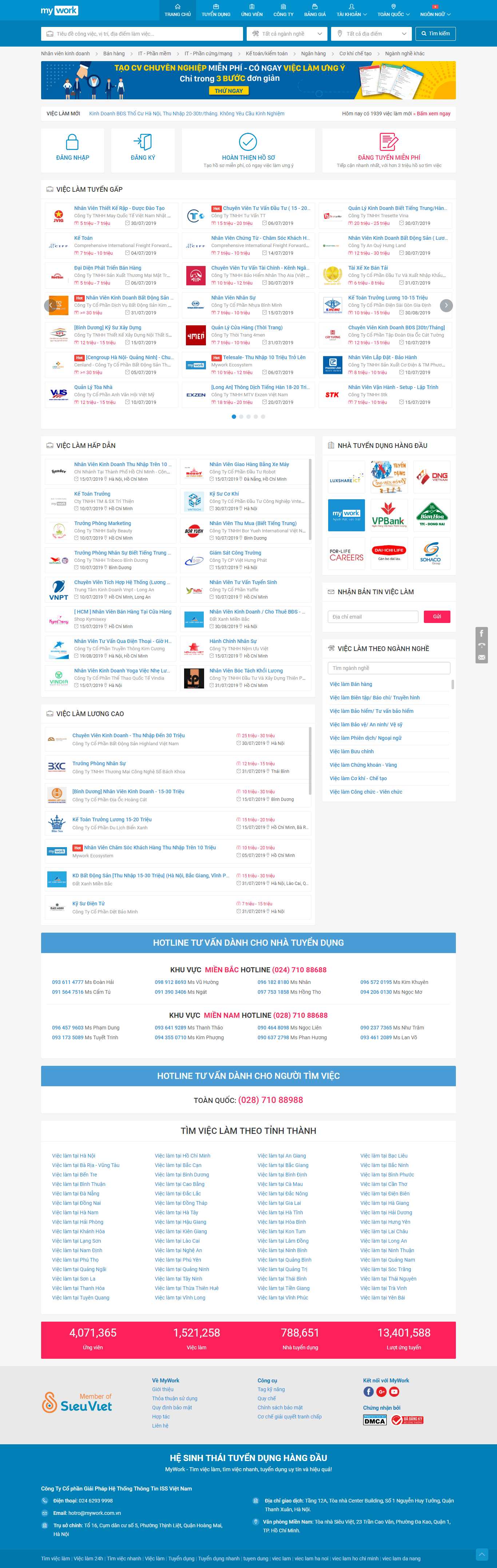 Thiết kế Web tuyển dụng mywork.com.vn