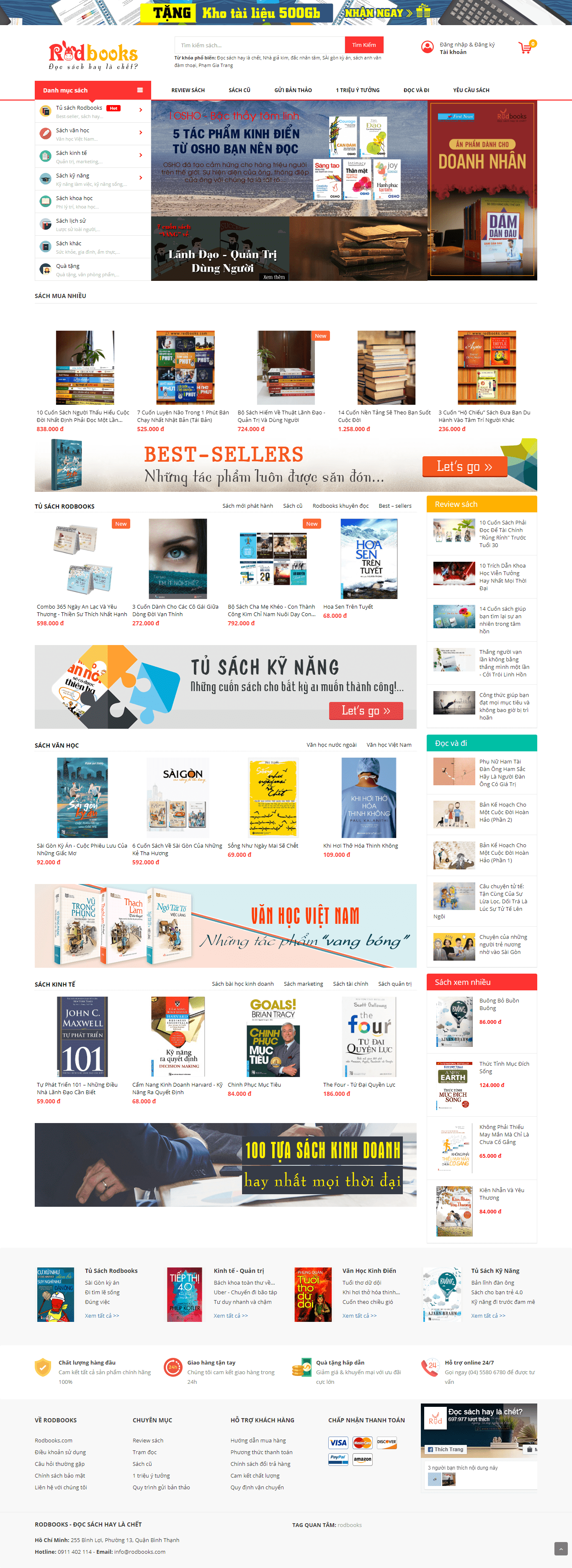 Thiết kế Web nhà sách rodbooks.com