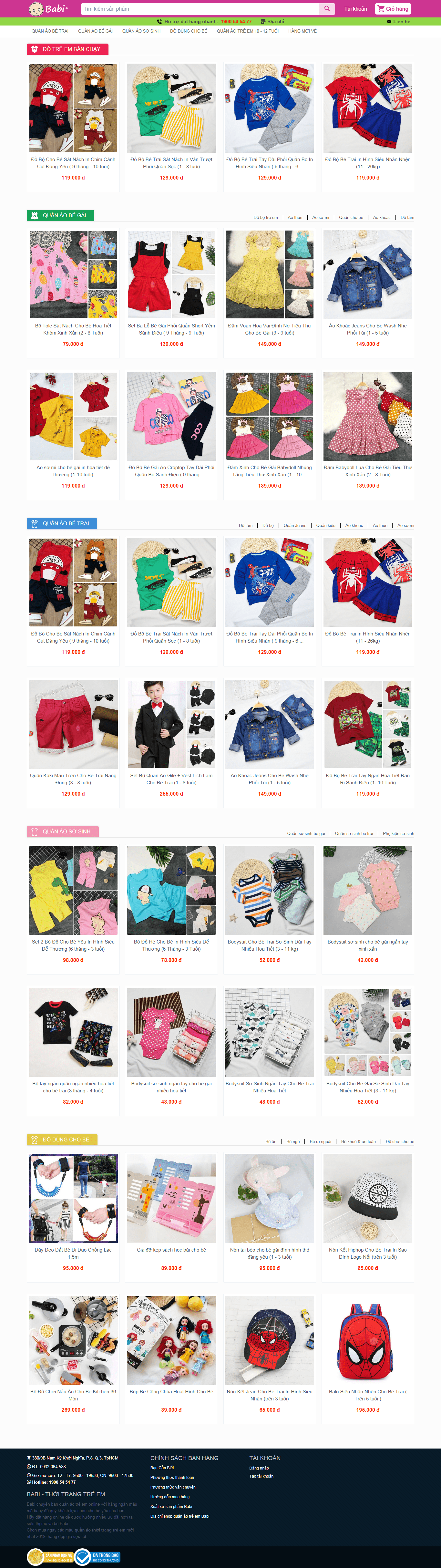Thiết kế Web quần áo trẻ em babi.vn