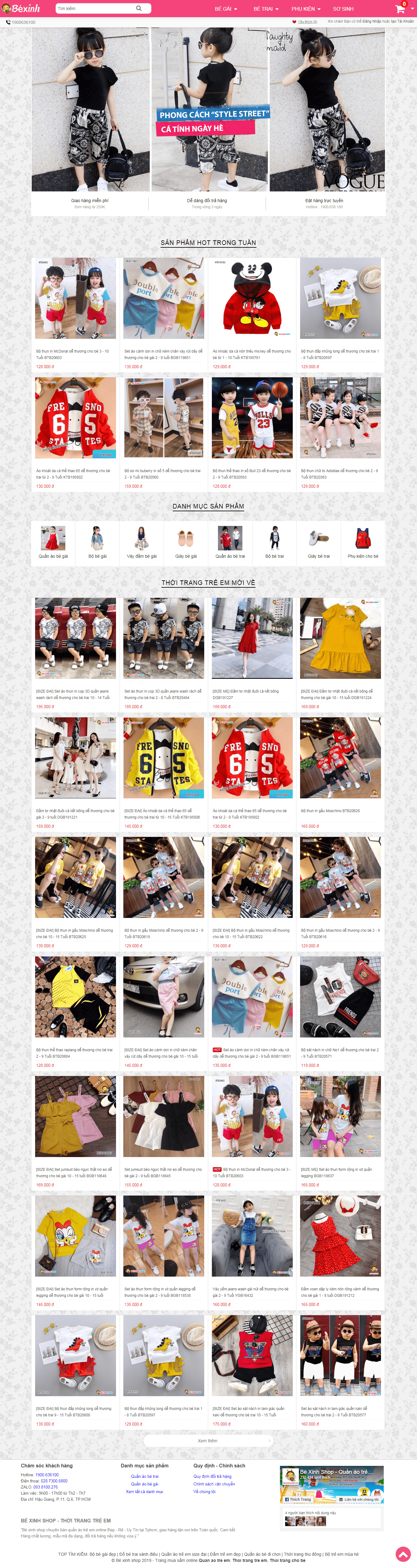Thiết kế Web quần áo trẻ em bexinhshop.vn