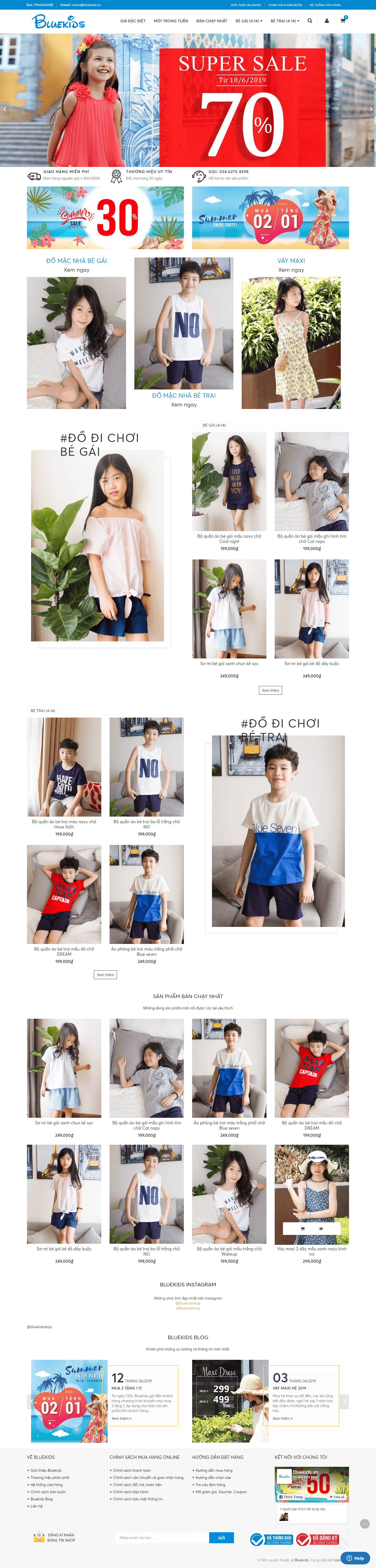 Thiết kế Web quần áo trẻ em bluekids.vn