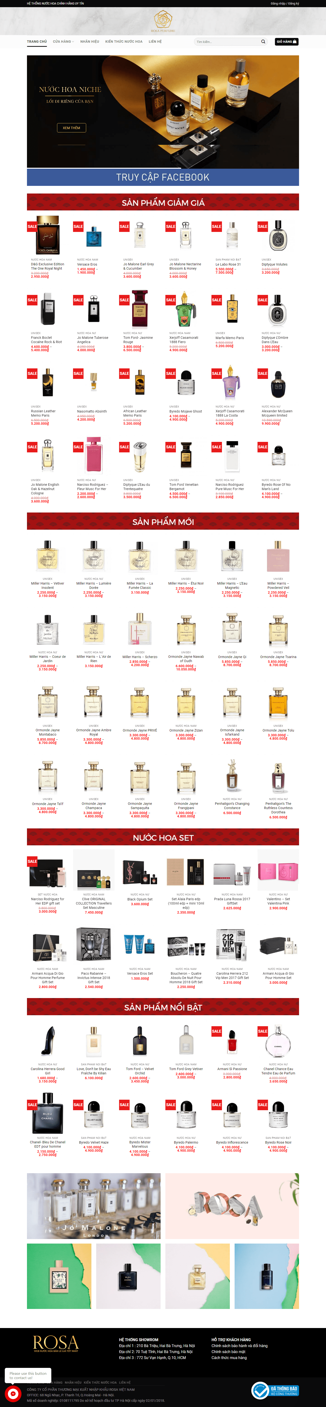 Thiết kế Web nước hoa nuochoarosa.com