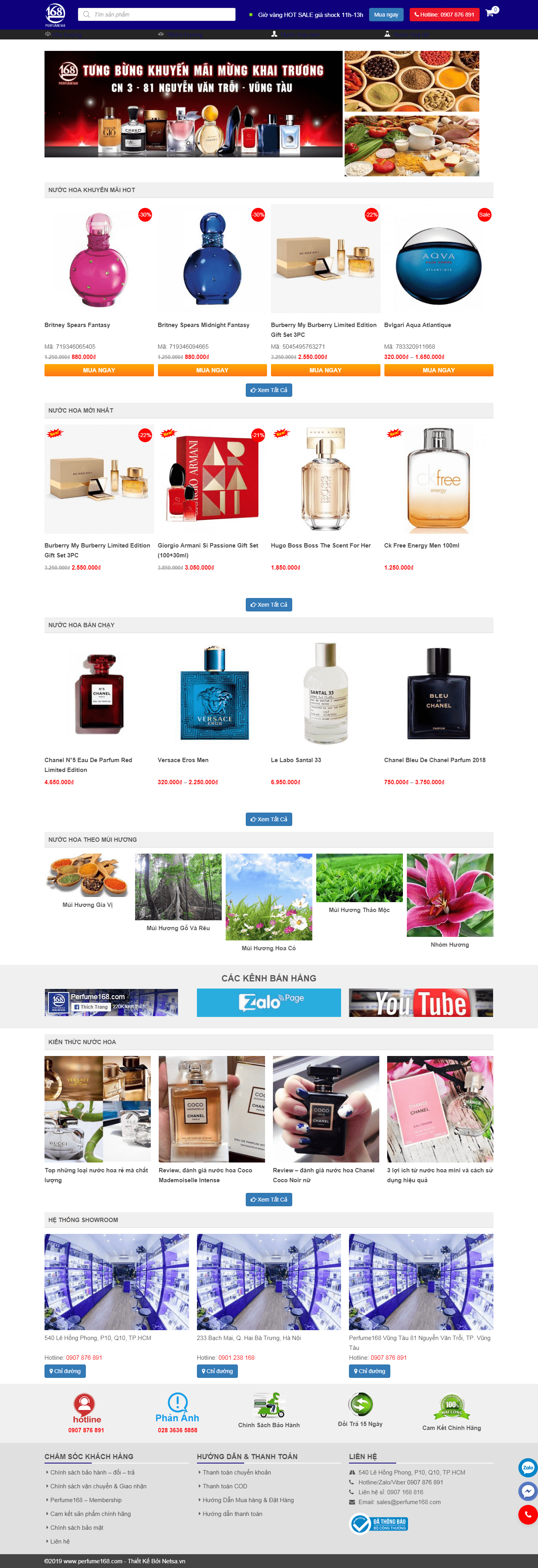 Thiết kế Web nước hoa perfume168.com