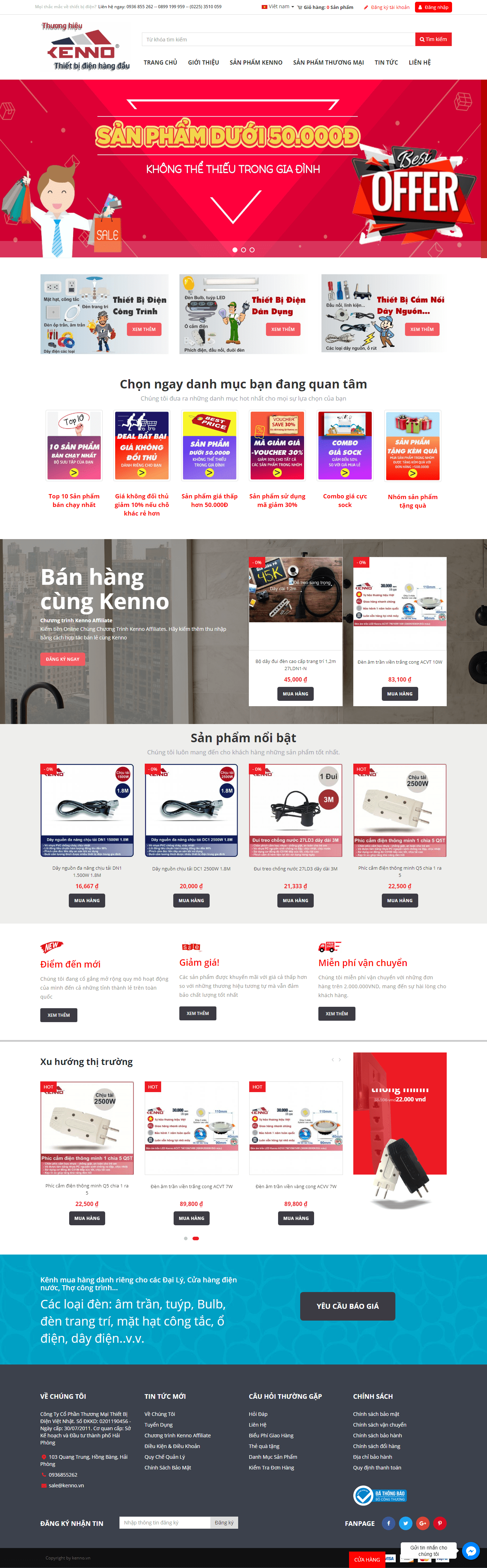 Thiết kế Web điện dân dụng kenno.vn