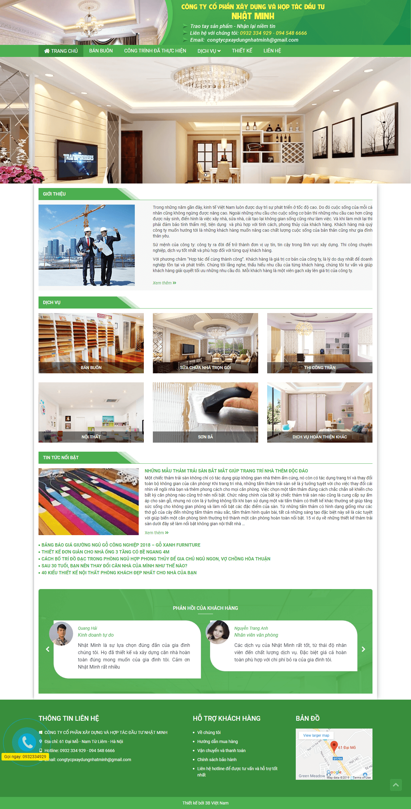 Thiết kế Web sửa nhà trọn gói congtynoithatnhatminh.com