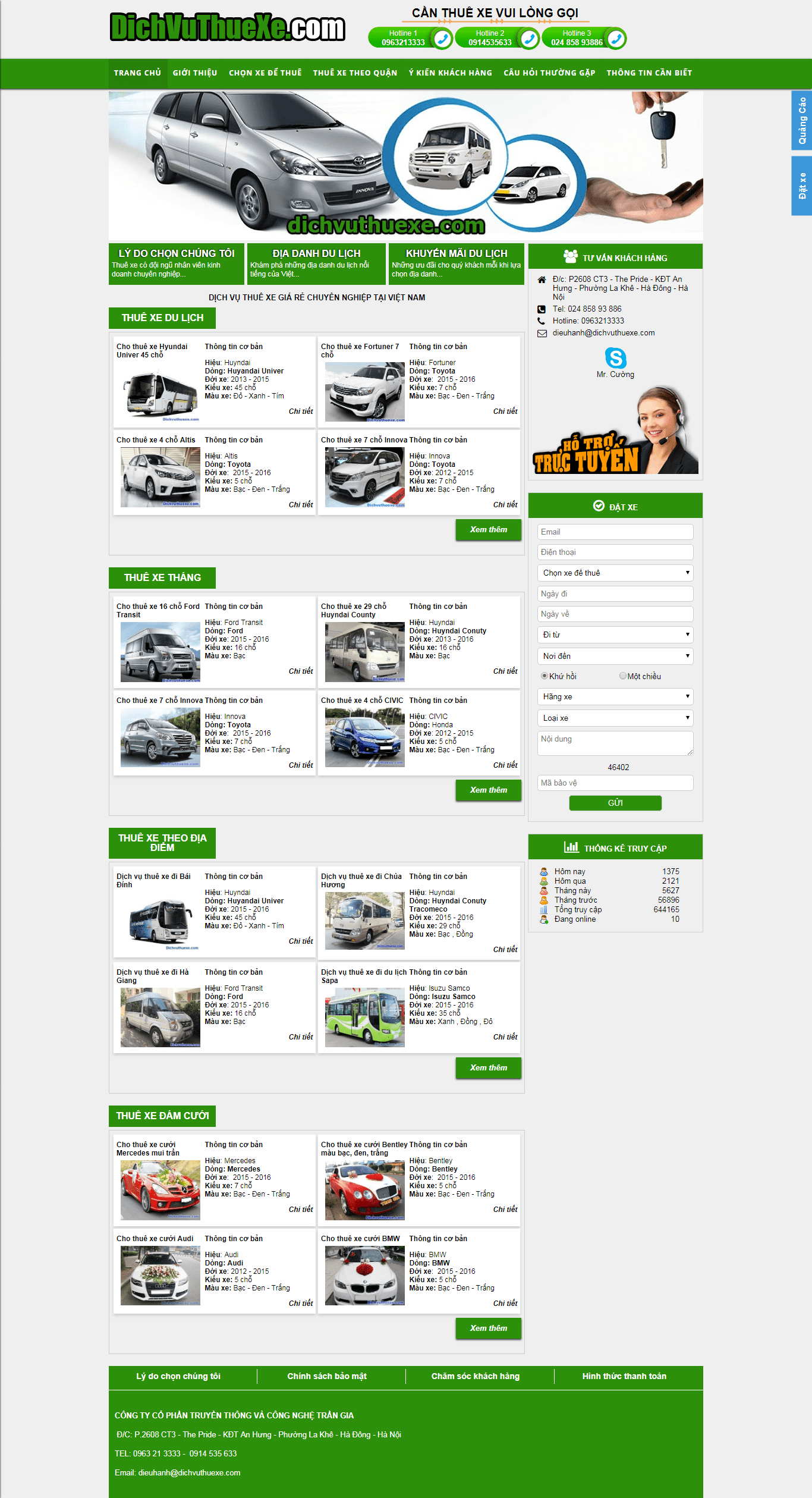 Thiết kế Web thuê xe dichvuthuexe.com
