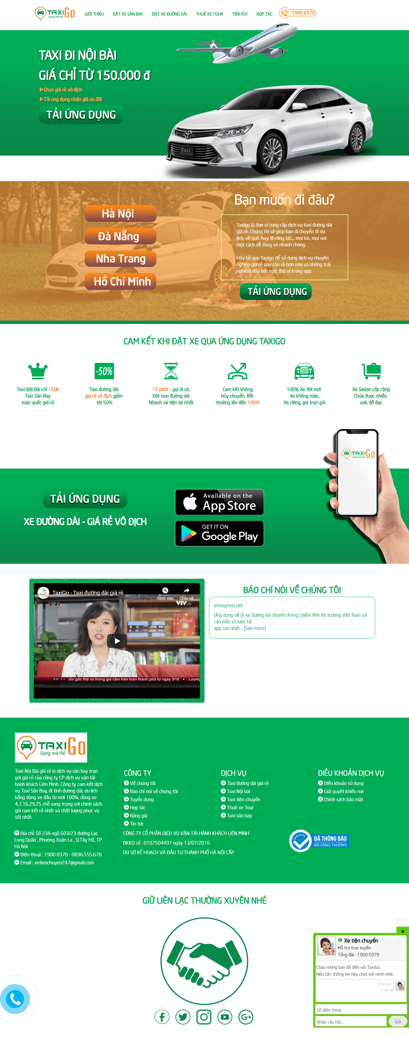 Thiết kế Web thuê xe taxigo.vn