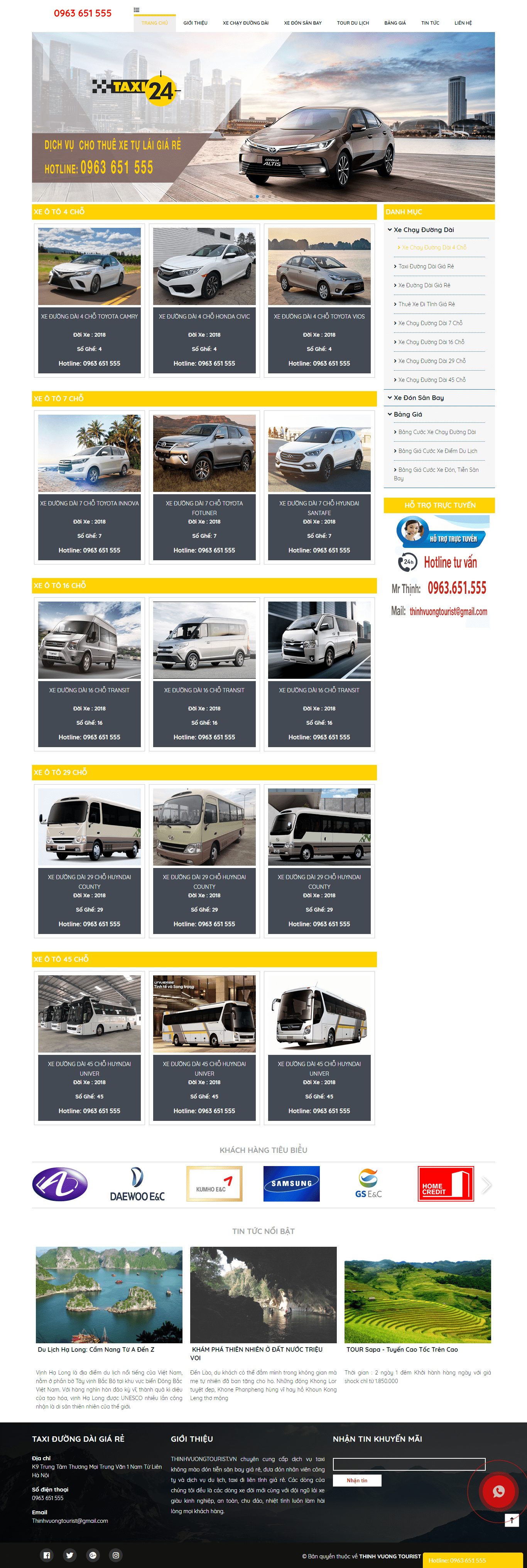 Thiết kế Web thuê xe thinhvuongtourist.vn