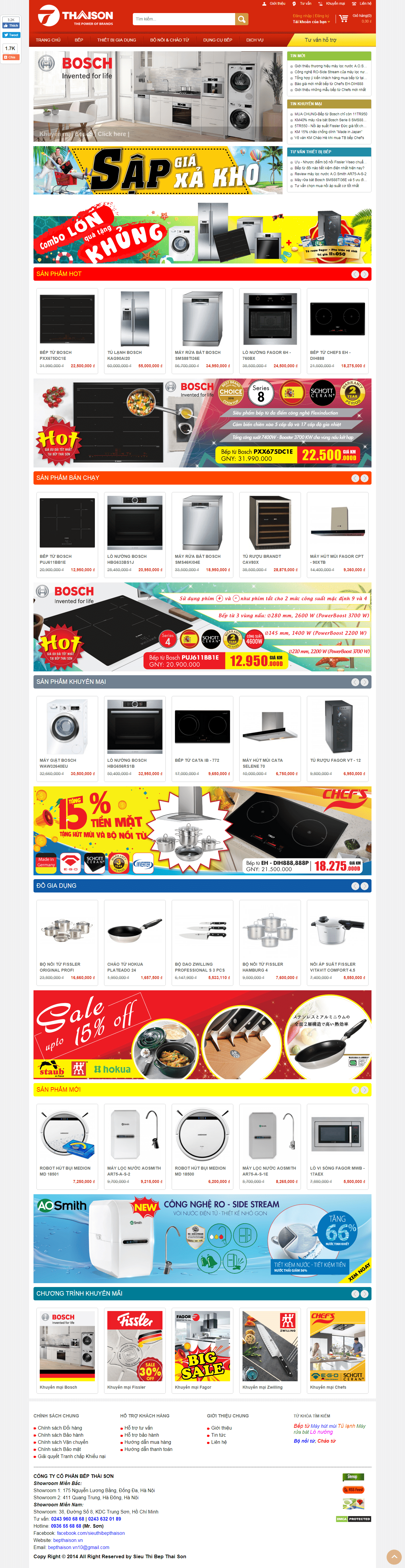 Thiết kế Web sản phẩm bepthaison.vn