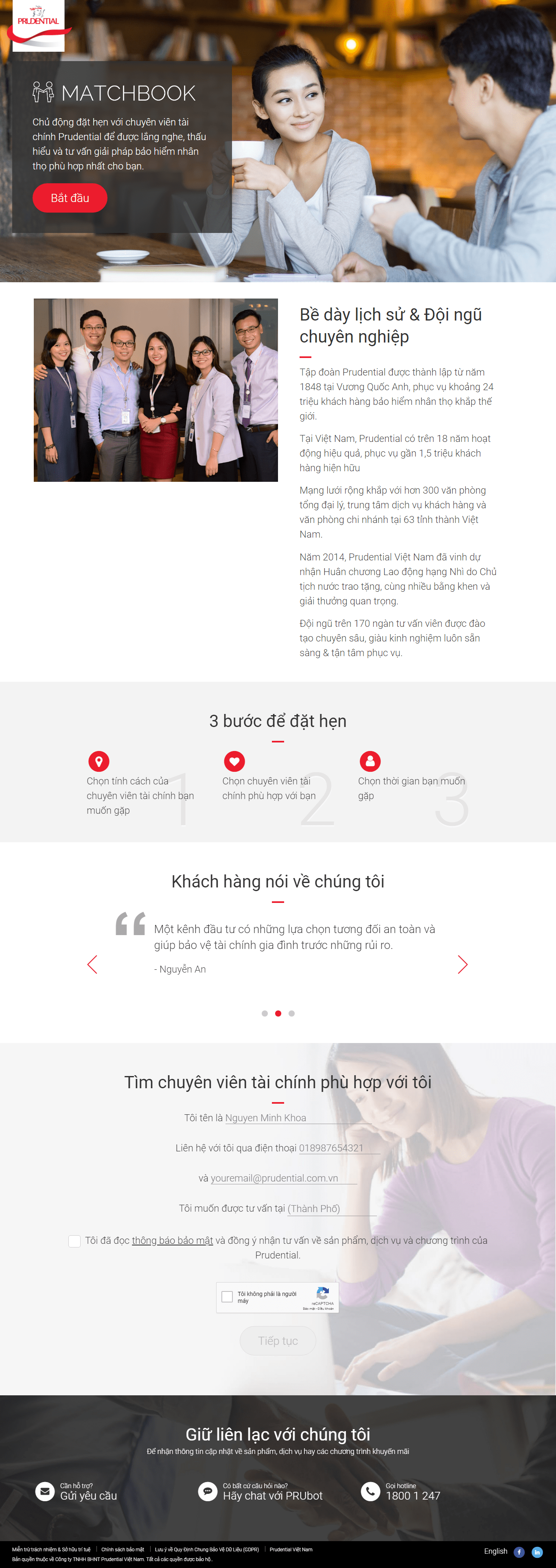Thiết kế Web bảo hiểm matchbook.prudential.com.vn