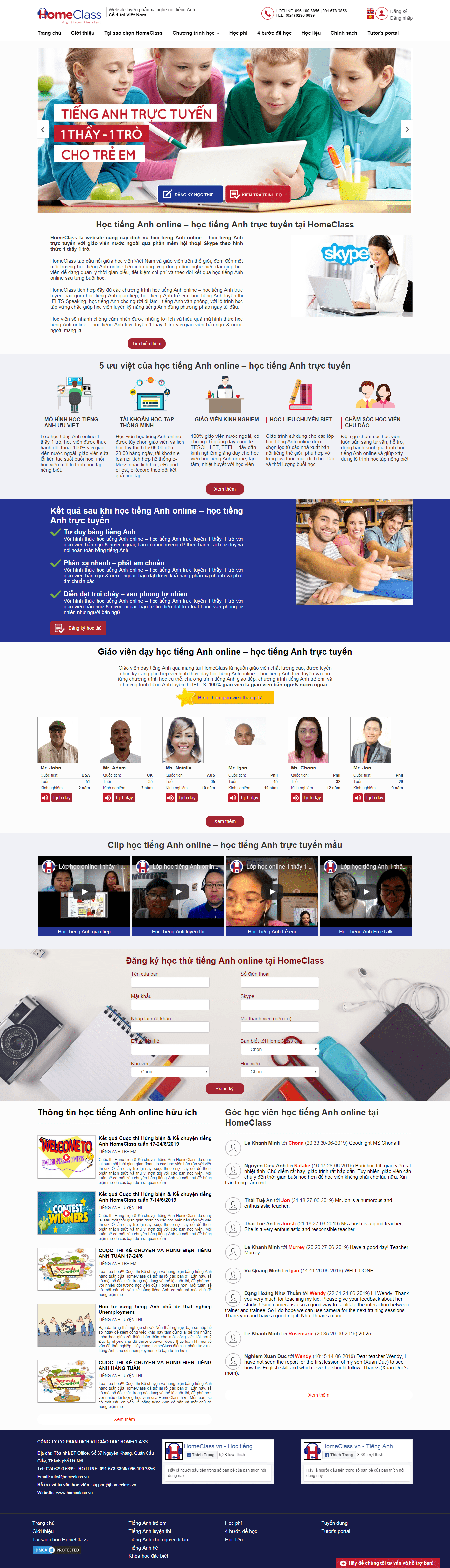 Thiết kế Web học tiếng anh homeclass.vn