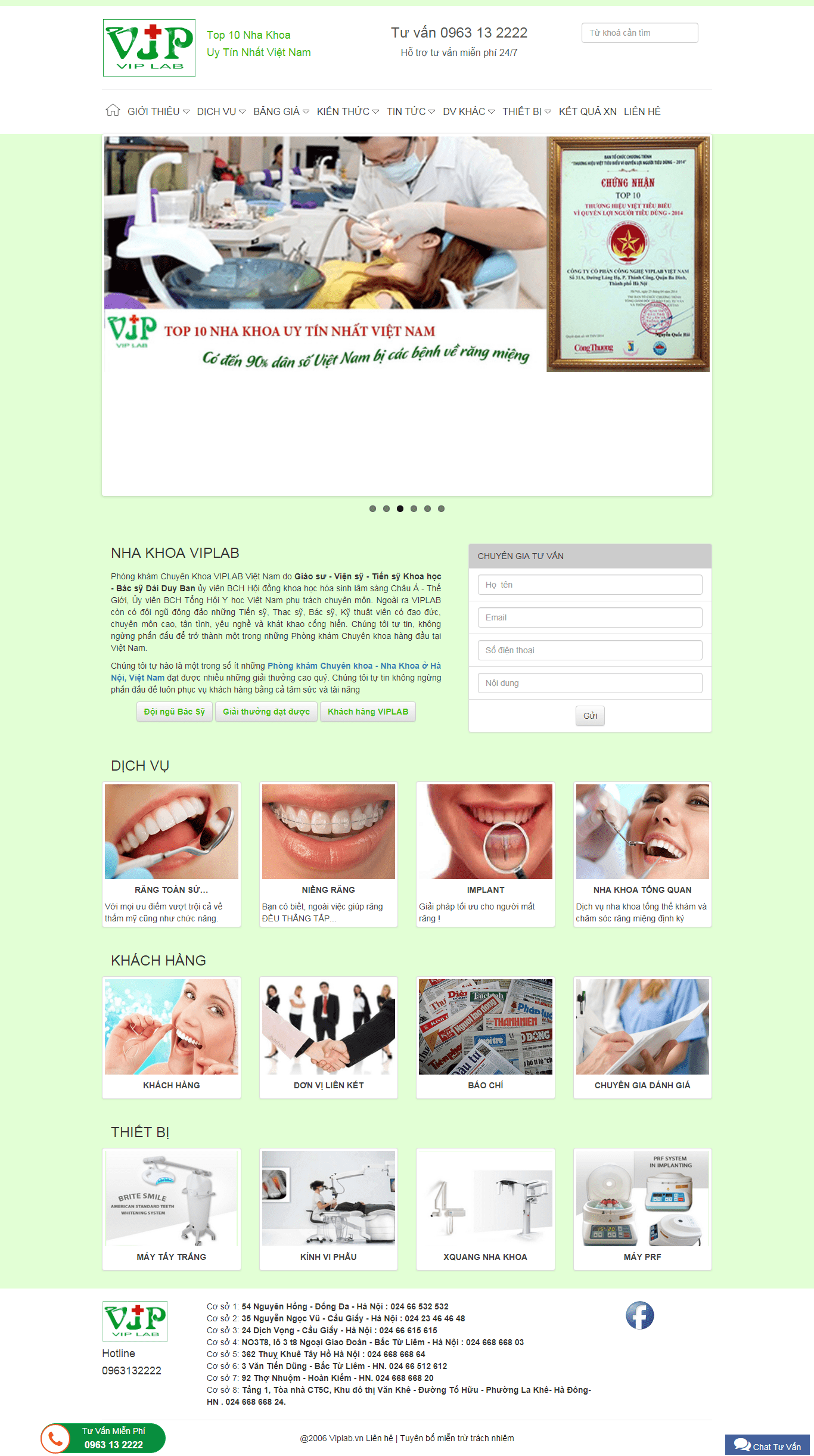 Thiết kế Web nha khoa viplab.vn