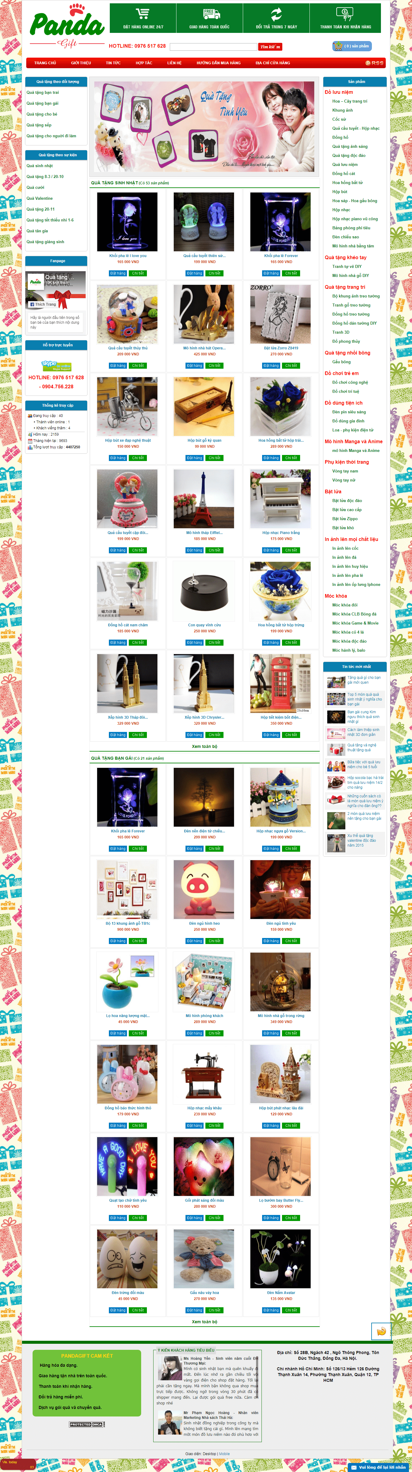 Thiết kế Web quà tặng pandagift.vn