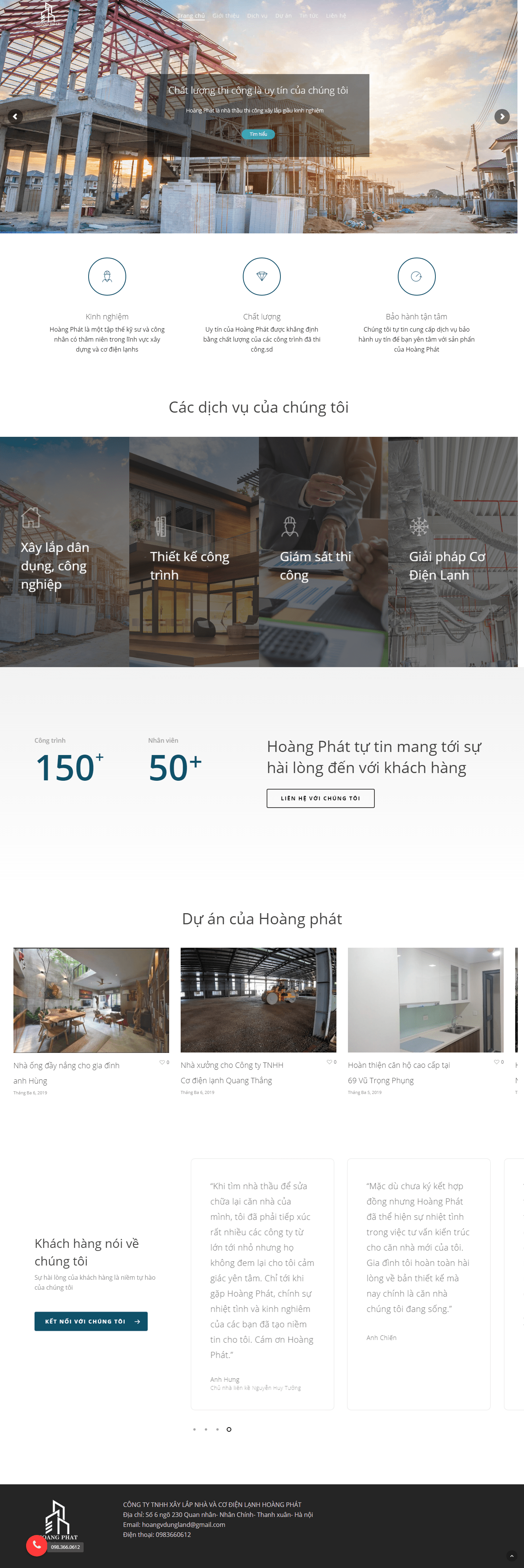 Thiết kế Web xây dựng hoangphatltd.com