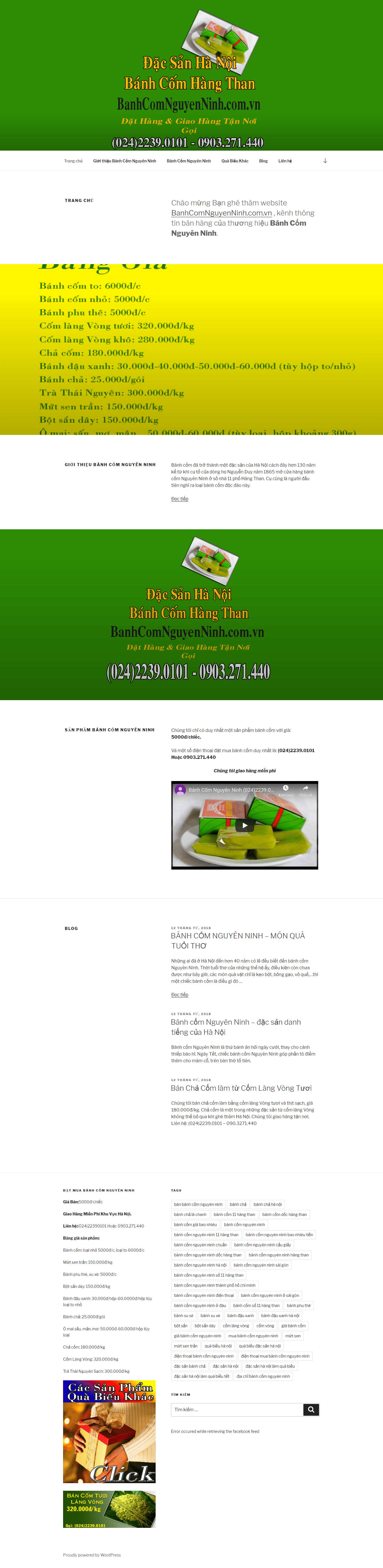 Thiết kế Web bán bánh cốm banhcomnguyenninh.com.vn