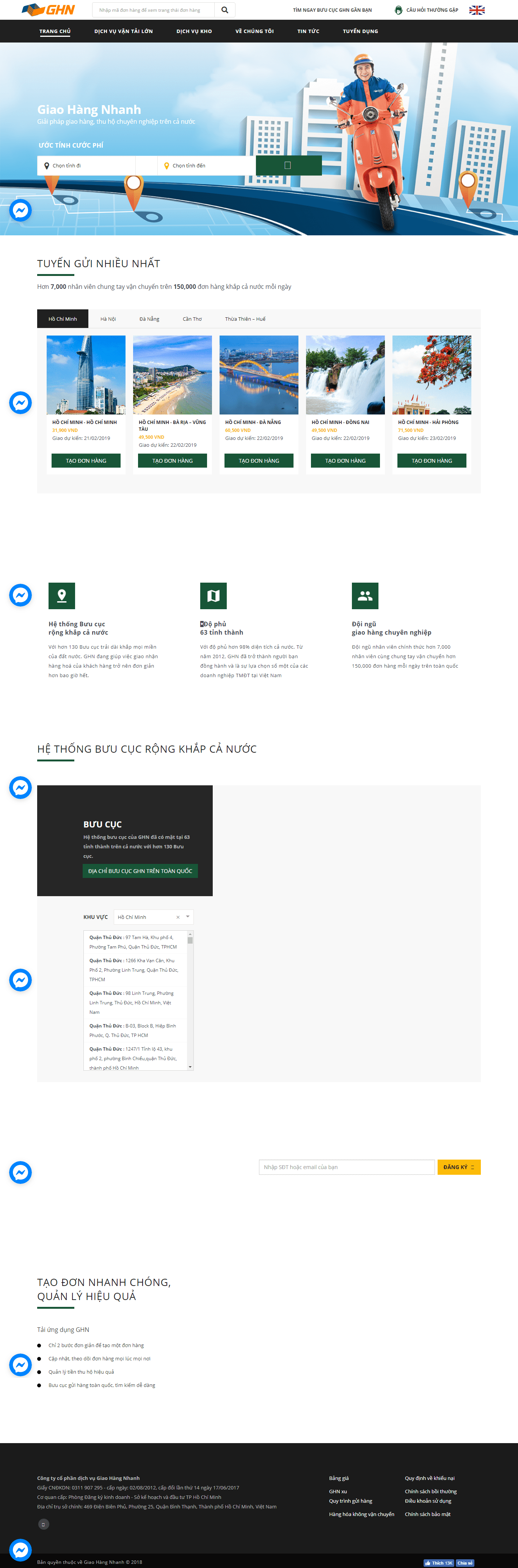Thiết kế Web dịch vụ vận tải ghn.vn