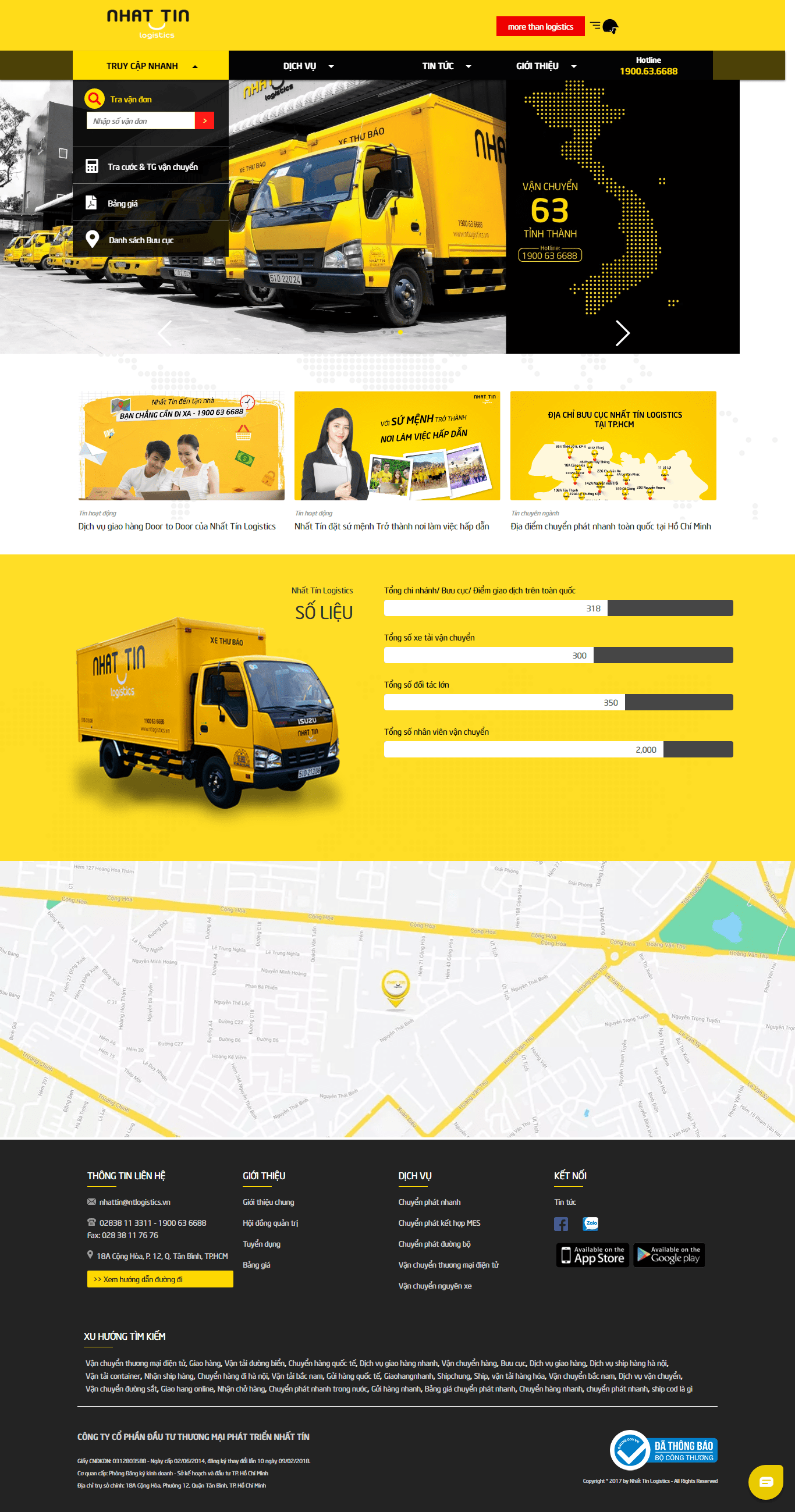Thiết kế Web dịch vụ vận tải ntlogistics.vn