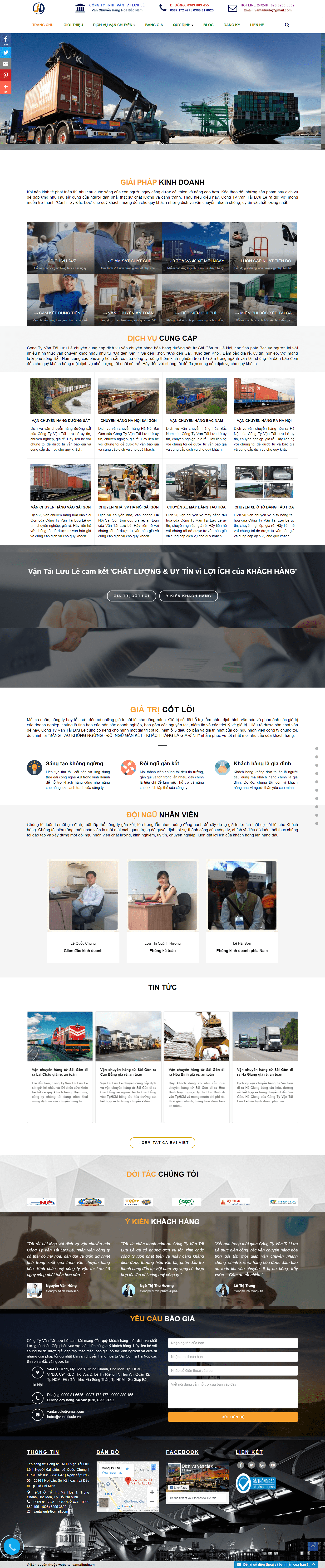 Thiết kế Web dịch vụ vận tải vantailuule.vn