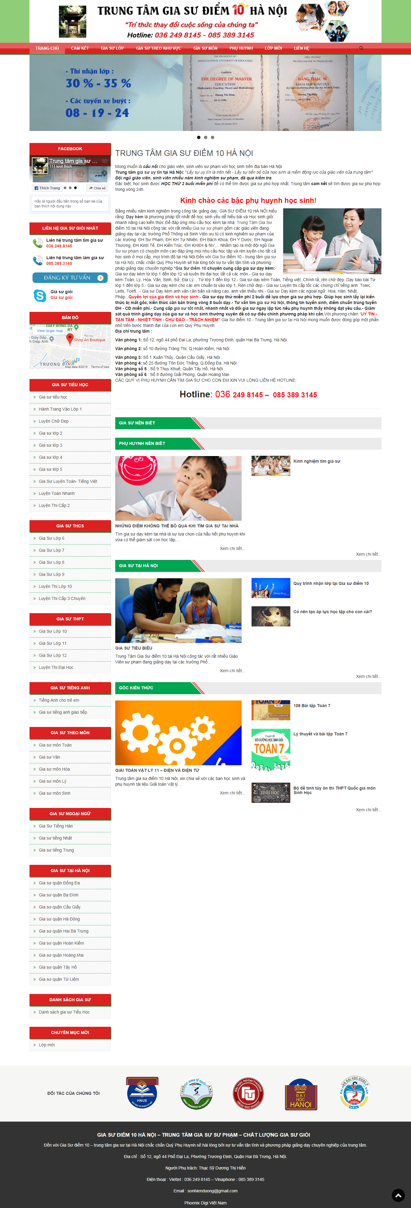 Thiết kế Web gia sư giasudiem10hanoi.com
