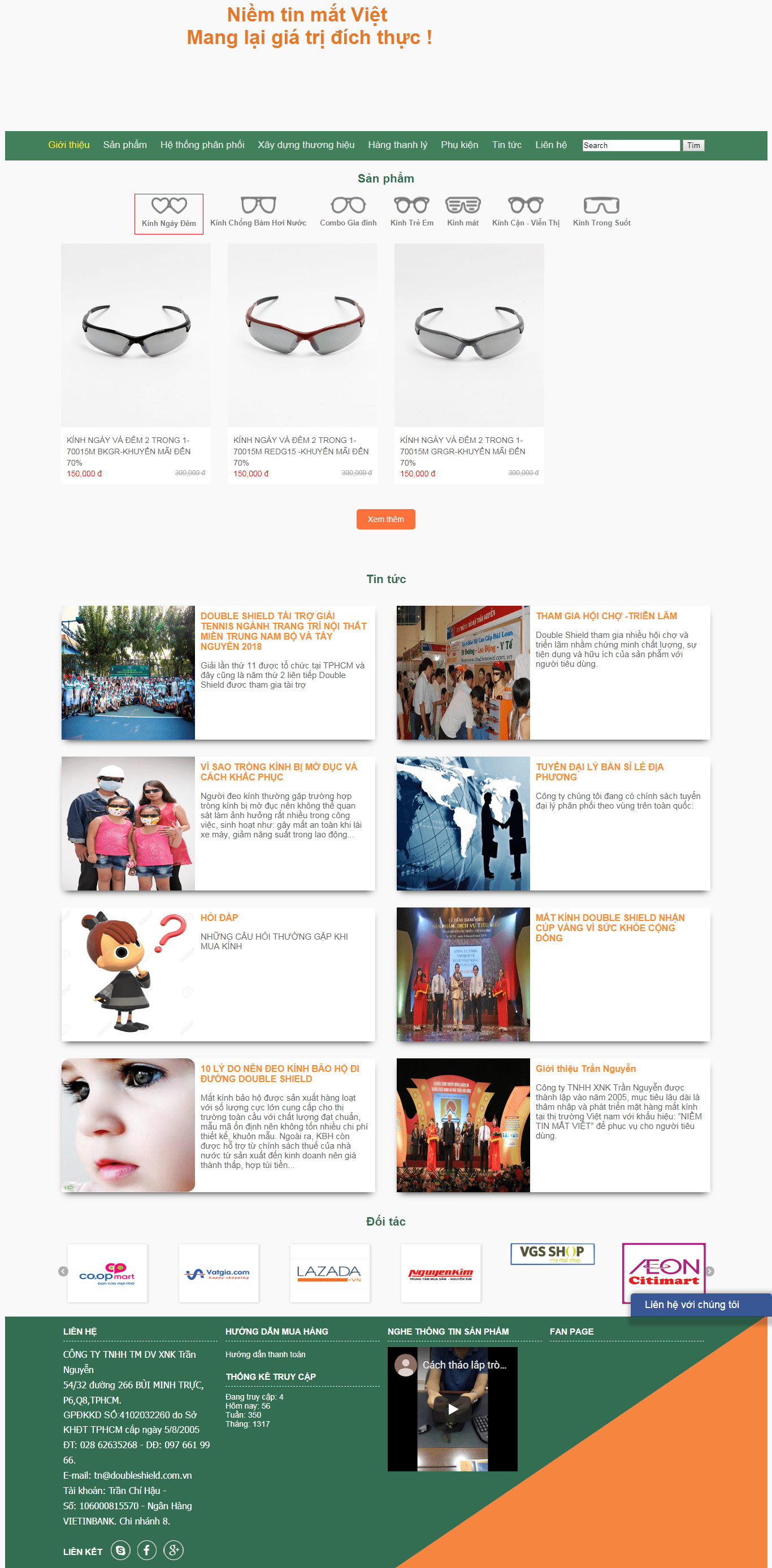 Thiết kế Web kính mắt doubleshield.com.vn