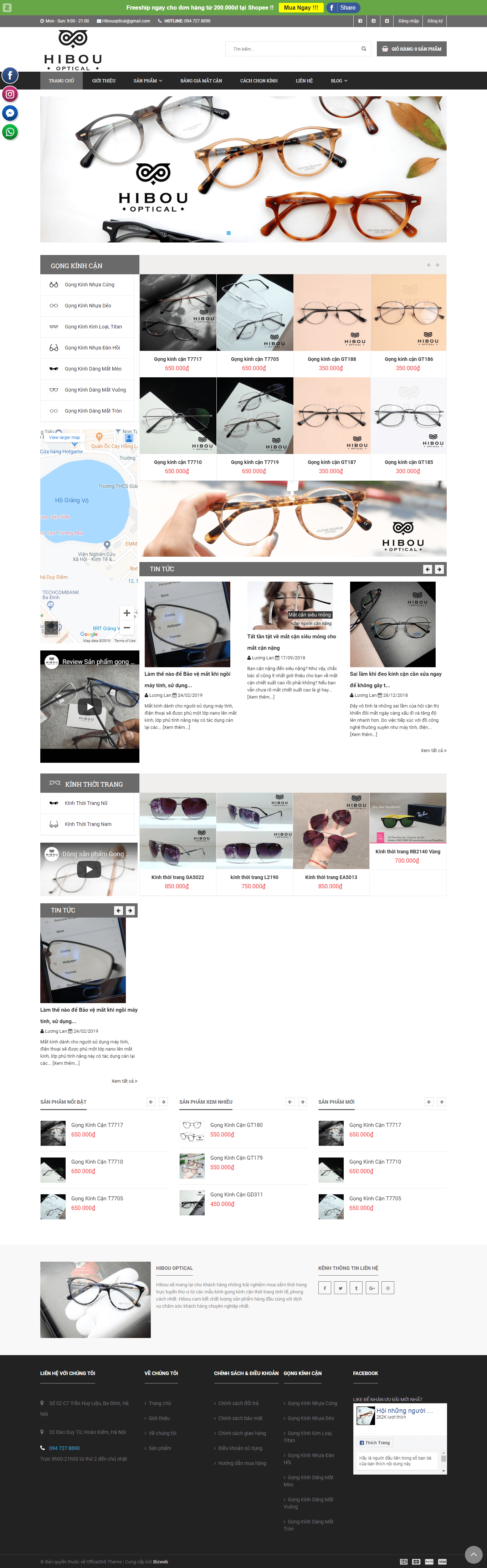 Thiết kế Web kính mắt hibou.vn