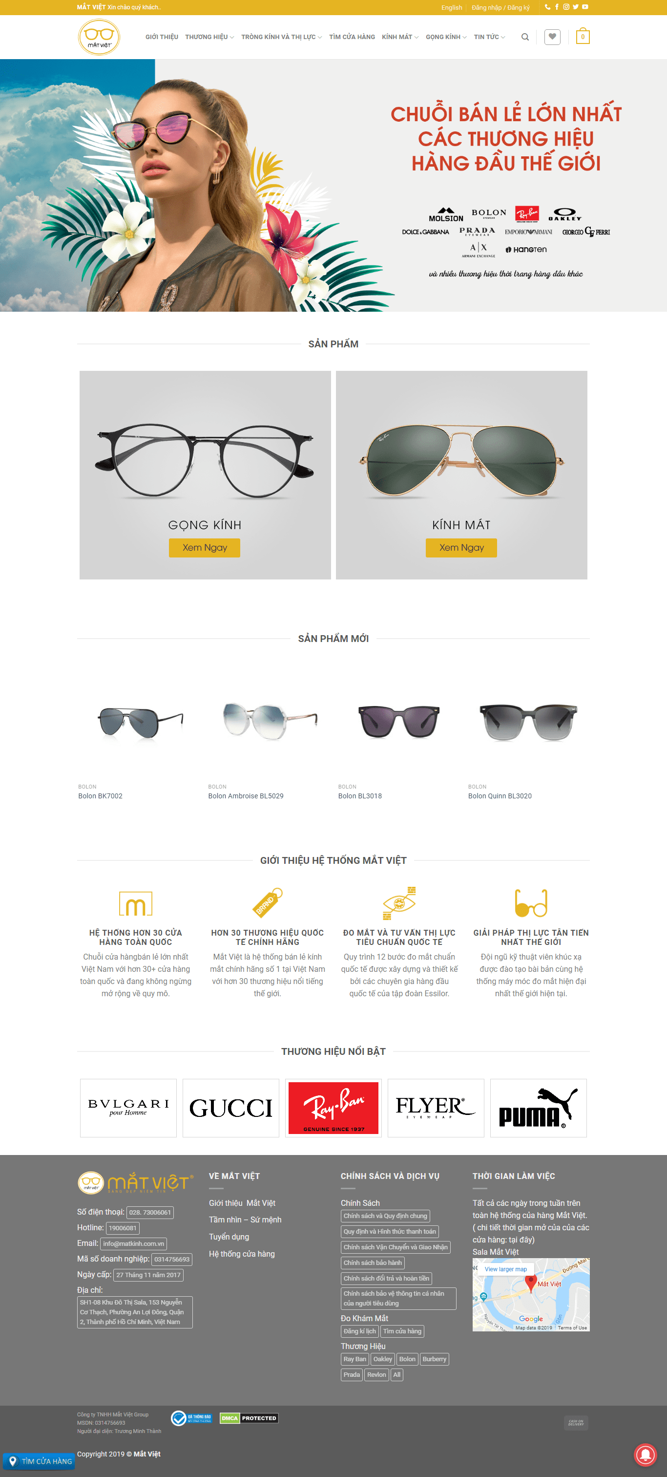 Thiết kế Web kính mắt matviet.vn