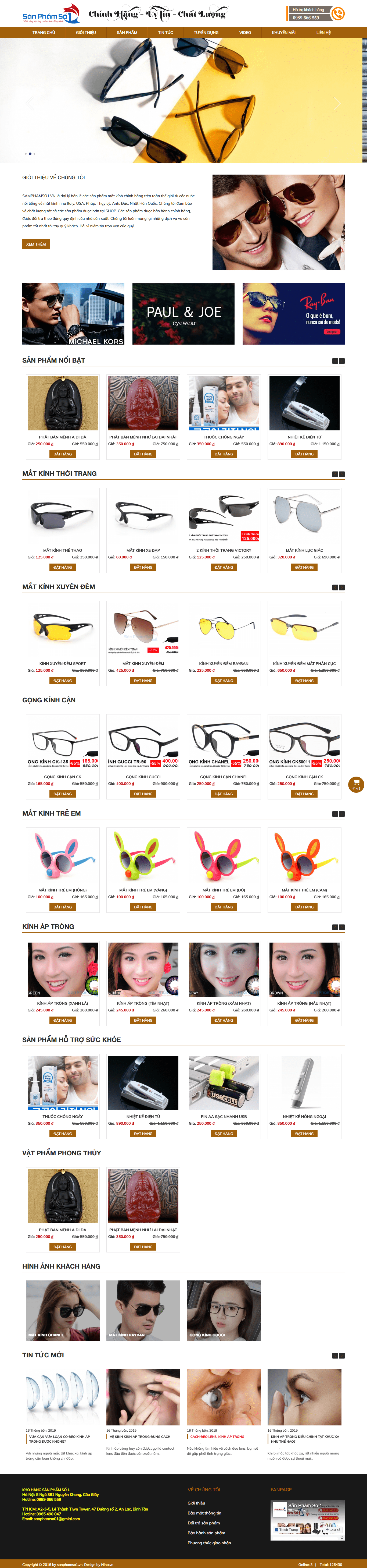 Thiết kế Web kính mắt sanphamso1.vn