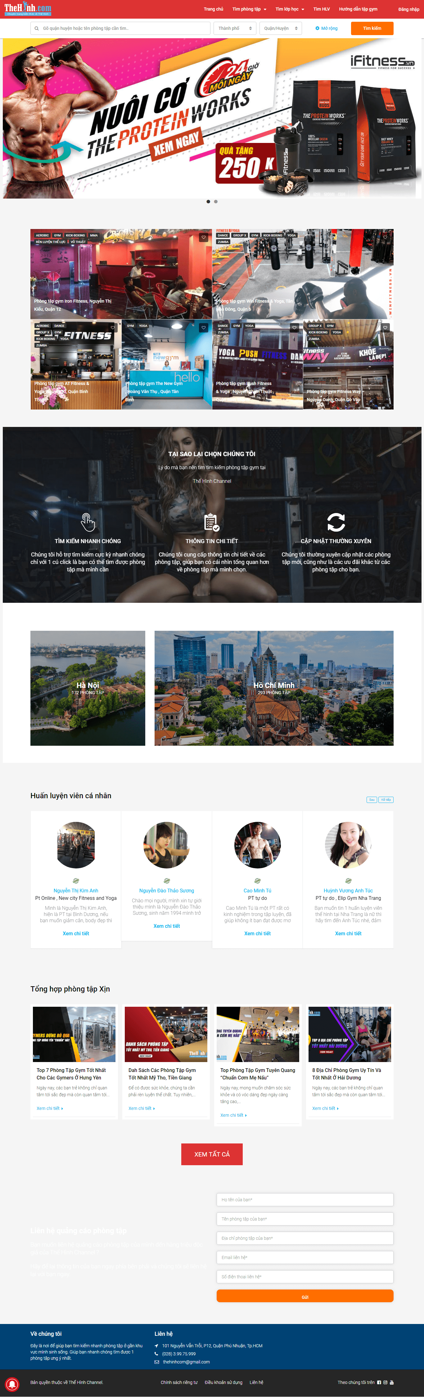 Thiết kế Web phòng gym phongtap.thehinh.com