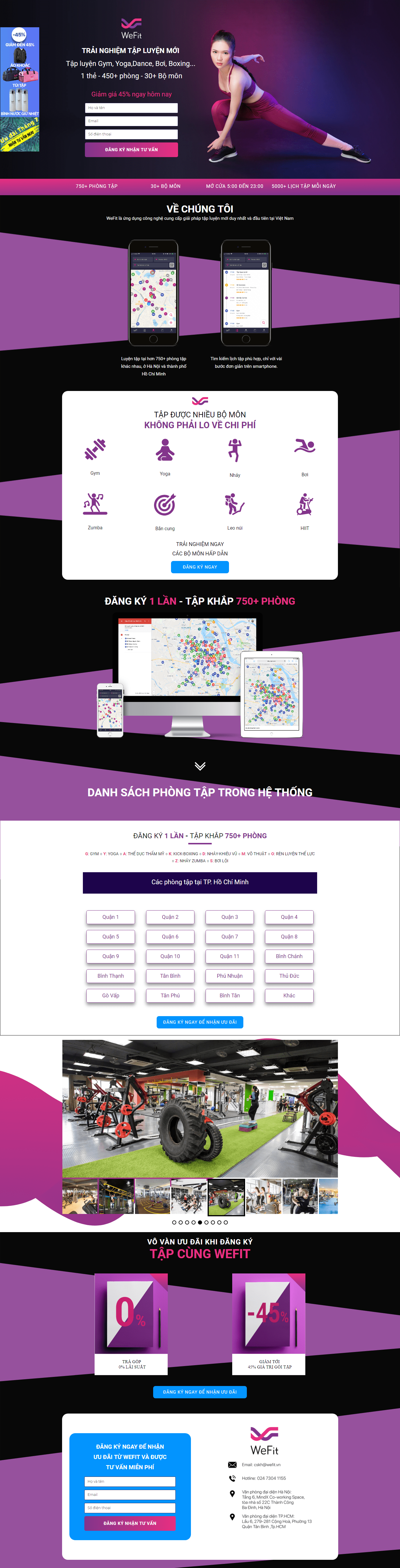 Thiết kế Web phòng gym trainghiem.wefit.vn