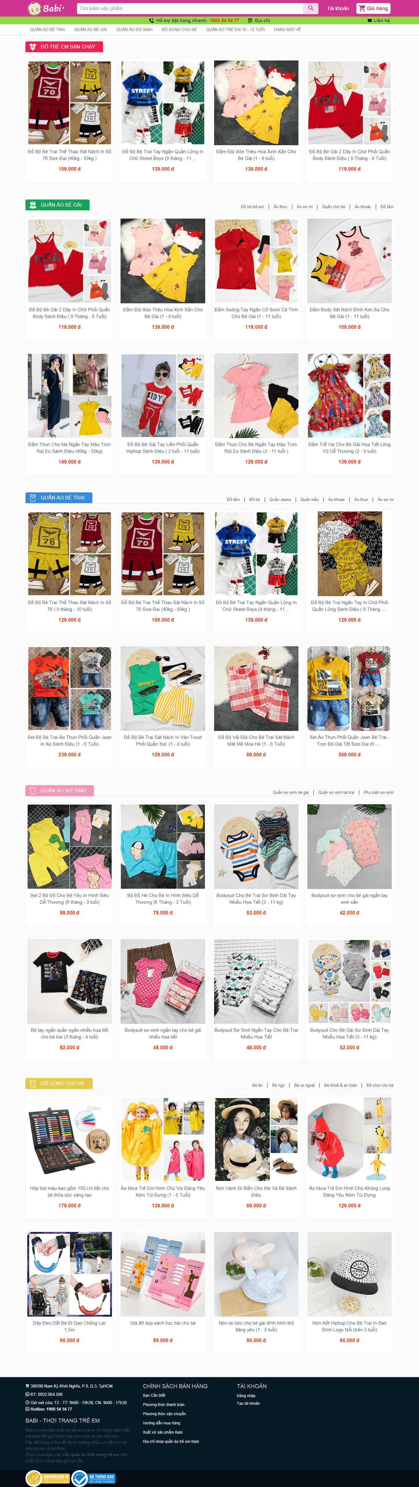 Thiết kế Web thời trang trẻ em babi.vn