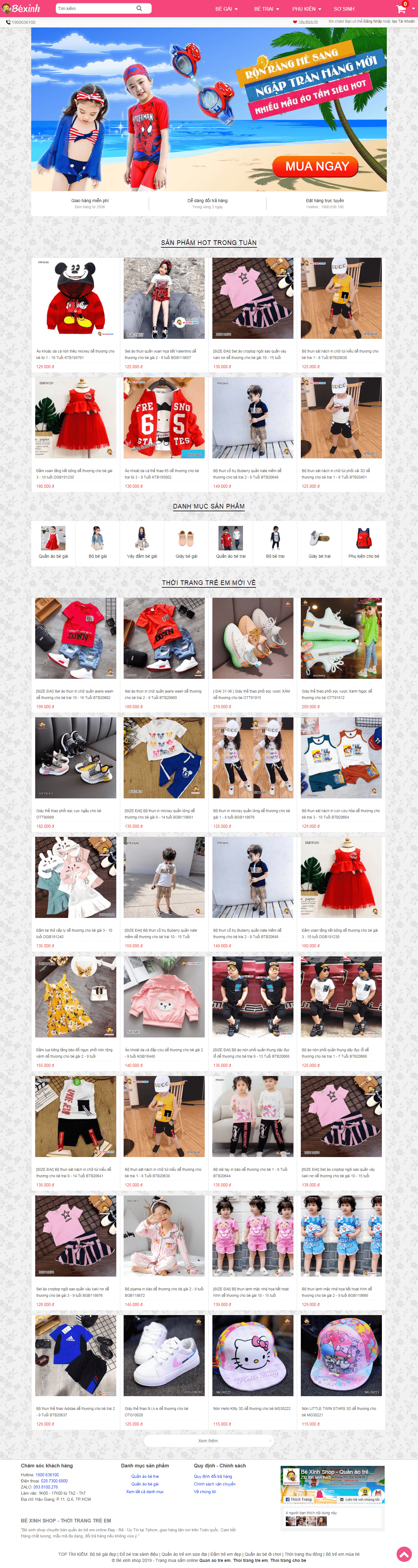 Thiết kế Web thời trang trẻ em bexinhshop.vn
