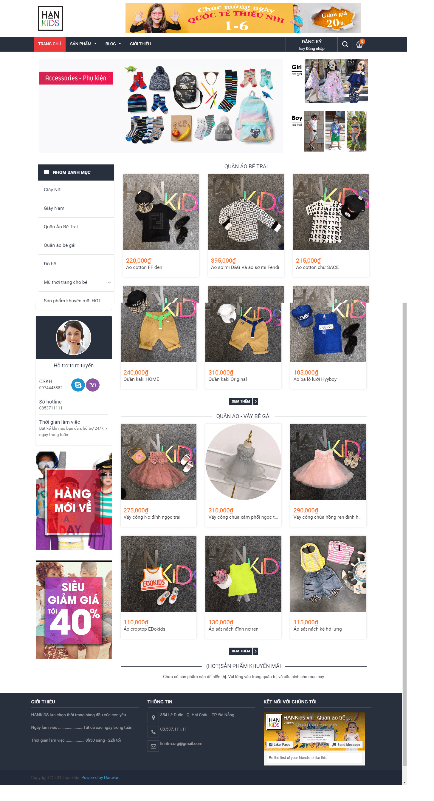 Thiết kế Web thời trang trẻ em hankids.vn
