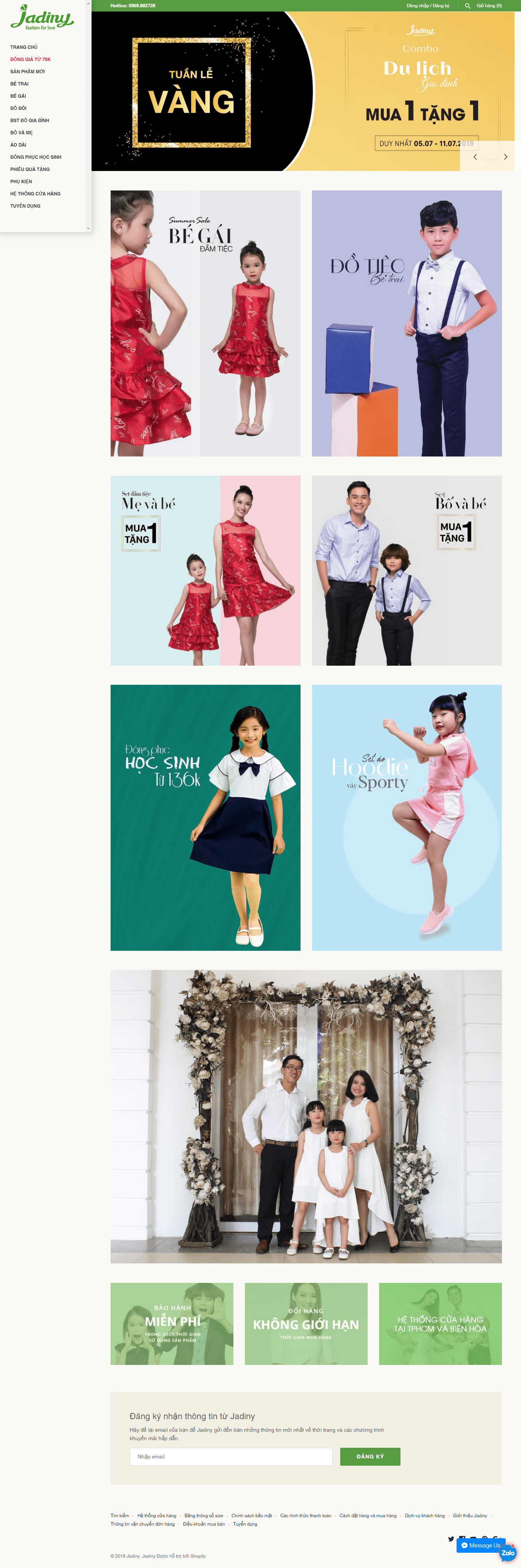 Thiết kế Web thời trang trẻ em jadiny.vn