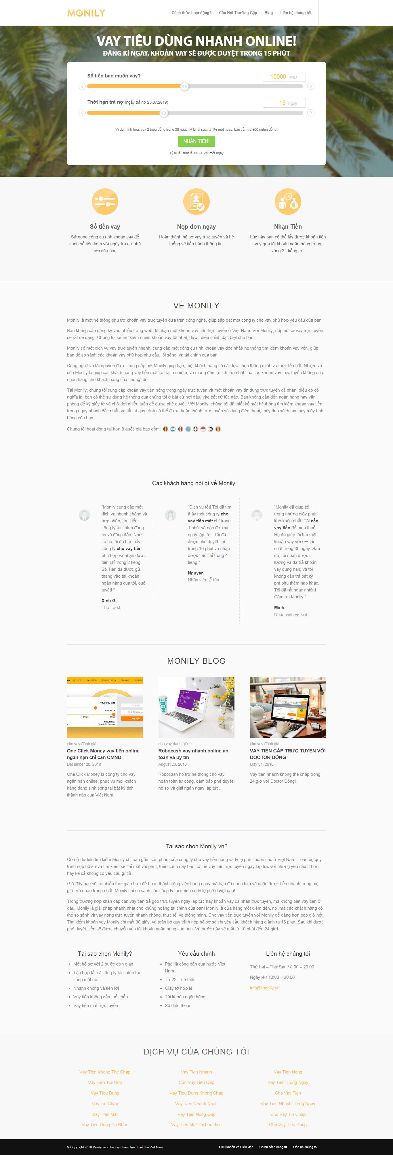 Thiết kế Web vay tín dụng monily.vn